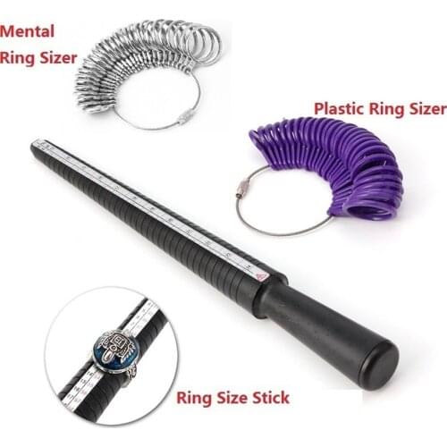 Professional Plastic Ring Size Finder Mandrel Stick Finger Gauge Kit DIY Jewelry Making Ring Sizer Measuring Jewellery Tools Set