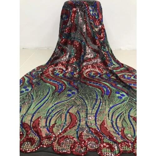 Nigeria Lace Fabric Sequined African Mesh Fabric 5 Yards French Open African Lace Fabric 2021 High Quality Lace J40591