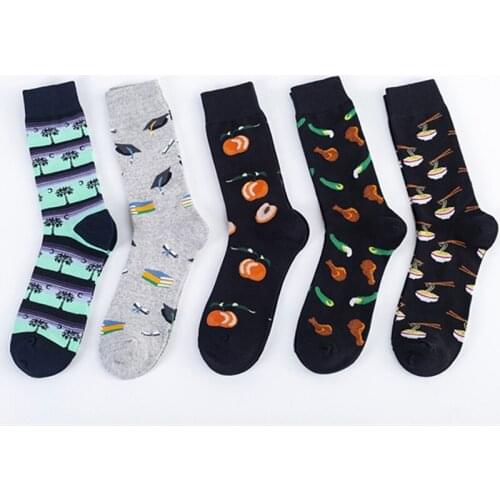 1 Pair Woman Fashion Colorful Cotton Socks Street Fashion Casual Skateboard Sports Girls Trend Socks Fruit Books Tree Pattern