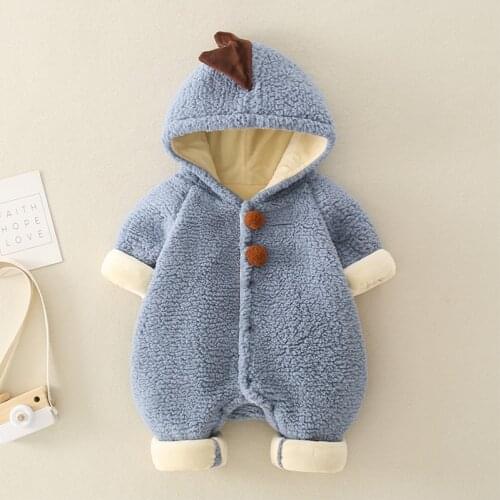 2021 Autumn Winter Child Overalls Newborn Baby Boys Thick Cotton Jumpsuit For Baby Girls Hooded Rompers Infant Clothing 3-18M