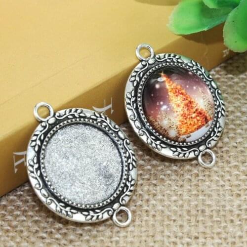 10pcs/lot 20mm Inner Size Zinc alloy Retro Style Necklace Pendant Cameo Cabochon Base Base Tray Bezel Blank F-020207