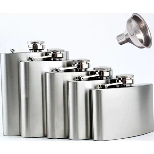 Hip Flask 1~18oz Stainless Steel Whiskey Liquor Screw Cap&Funnel Russian Style Outdoor Travel Light Personalized Vodka Flagon