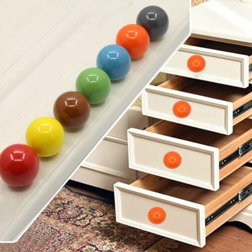 Cabinet Knobs Colorful Ceramic Cabinet Door Puller Cabinet Wardrobe Drawer Ball Round Single-hole Pull Hand Drawer Furniture Han