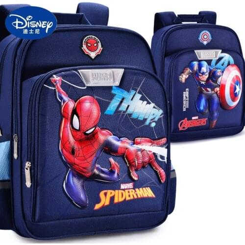 Disney Spider-Man Captain America Backpack Childrens Schoolbag Boy Kindergarten Schoolboy Backpack Fashion Waterproof Schoolbag
