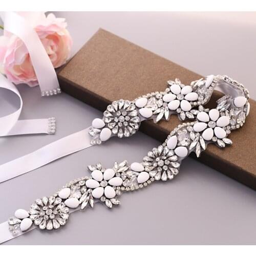 ZMS431 Bride Opal Belt Bohemian Wedding Accessories with Rhinestone and Crystal Girl Birthday Party Evening Dresses Decoration
