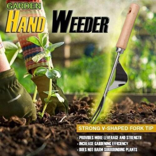 Garden Hand Weeder Wood Handle Stainless Steel Weeding Removal Cutter Dandelion Puller Tools Multifunction Weeder Transplant