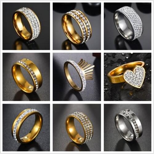 Constellation titanium stainless steel simple ring wedding ring 8mm color rainbow couple crystal zircon fun ring