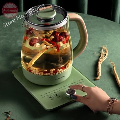 Vintage green Thermal Insulation Electric Kettle Timed Glass Health Preserving Pot Flower Tea Brewer 1.8L 800W 220V