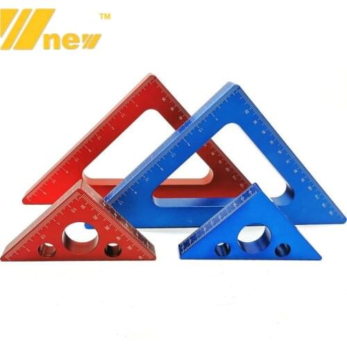 45 Degree Aluminum Alloy Angle Ruler Inch Metric Triangle Ruler Carpenters Workshop Woodworking Square Measuring Tools