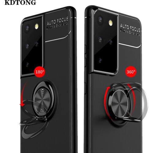 S21 Ultra 5G Phone Case For Samsung Galaxy S21 Plus Slim Funda Shockproof Soft Silicone Car Magnetic Ring Bracket Back Cover