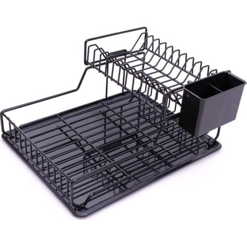 Zensan Stainless 2 Layer Dish Basket + Plate-rack Pvc Coated Black