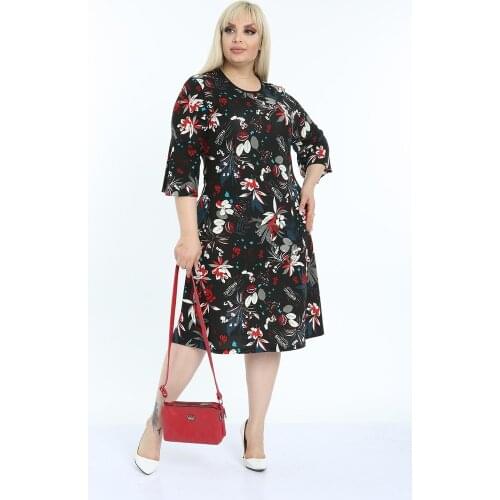 Plus Size Dress Floral Pattern Flyweel Sleeve Autumn Spring Robe Платье For Women 2021Turkey Hot Sale Sexy Boho Party Pregnant