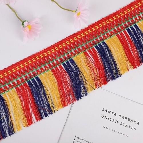 1Meter/lot 13CM Long Fringe Lace Trim Polyester Tassel Fringe Trimming DIY Latin Dress Stage Clothe Accessories Lace Ribbon