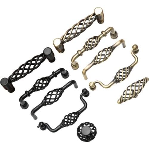 1PCS European Rural Vintage Birdcage Zinc Alloy Cabinet Handles and Knobs Wardrobe Drawer Door Pulls Furniture Hardware