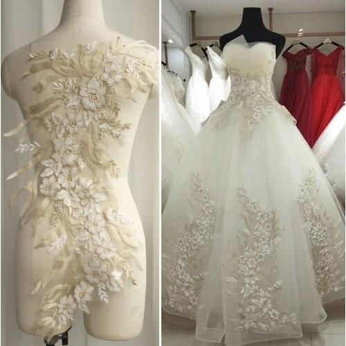 1 Piece /Lot New White Gold Large Piece Wedding Lace Decals DIY Dance Performance Clothing Accessories