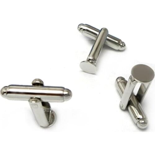 10pcs with 6mm Wholesale Rhodium Silver Plated French Cuff links Blank Flat Glue Pad French Cufflinks for DIY Jewelry Making
