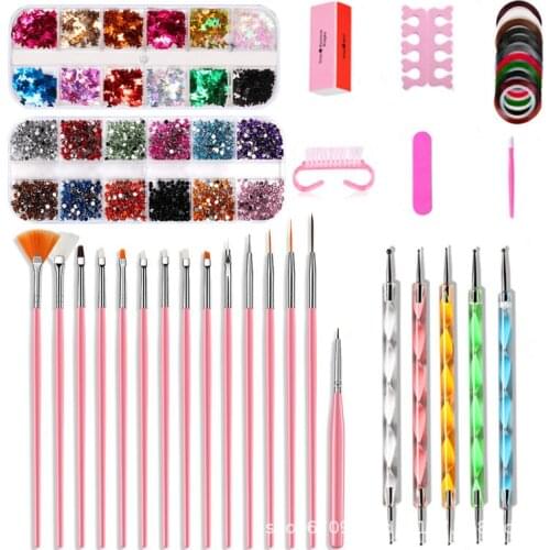 10pcs Manicure tools set nail art painting pen butterfly sequins Rhinestone jewelry artificial diamond