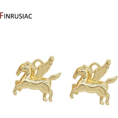 14K Gold Plated Copper Metal Winged Horse Pendant For Jewelry Making Handmade DIY Bracelet Necklace Earrings Charms Accessories