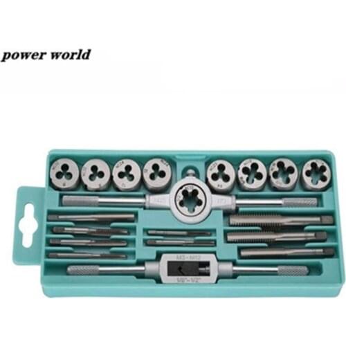 20Pcs/set Tap & Die Set with Small Tap Twisted Hand Tools 1/16-1/2" NC Screw Thread Plugs Taps Hand Screw Taps Hand Tool