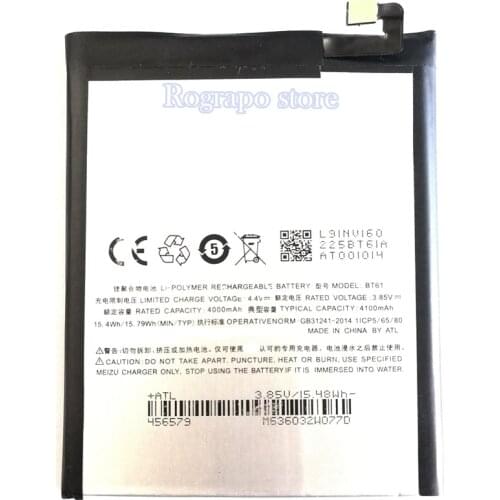 4100mAh BT61 Replacement Battery For Meizu M3 Note L681H L-version Baterij Bateria Batterie Cell Mobile Phone Batteries