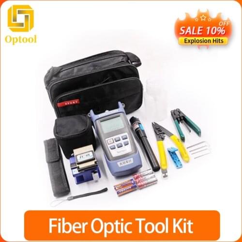 FTTH Fiber Optic Tool Kit with Fibra Optica Power Meter Visual Fault Locator Fiber Cleaver FC-6S Millers Plier Stripper