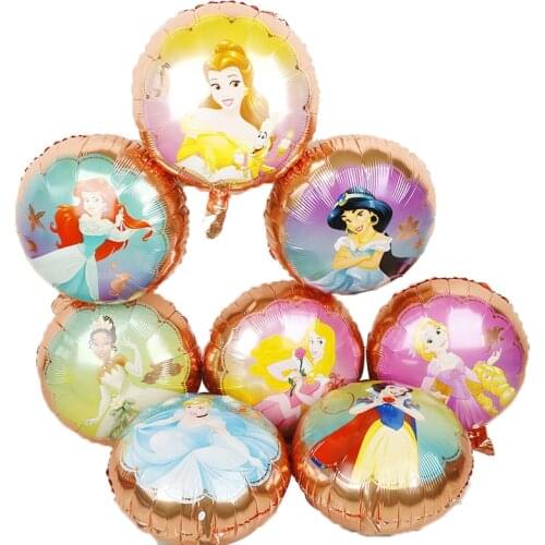 8 Pcs Princess Girl Birthday Balloons Snow White Aurora Ariel Belle party decorations baby shower helium balloon Kids toy Globos