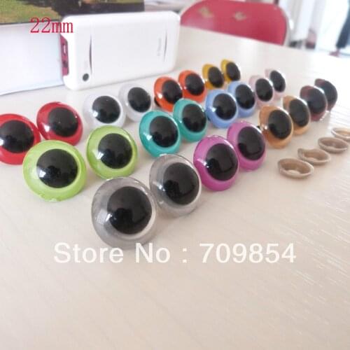 Free shipping!!! 100pcs/lot handcraft paint 22mm safety eyes bear eyes with washer 12 color , mixed color toy eyes