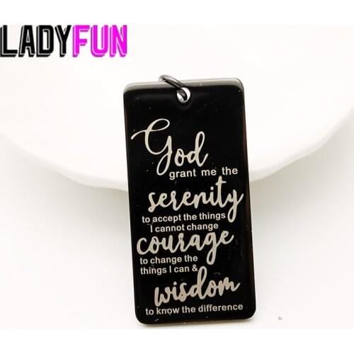 God Serenity Courage Wisdom Charm Stainless Steel God Grant Me The Serenity... Charms High Polish Mirror Surface Pendant