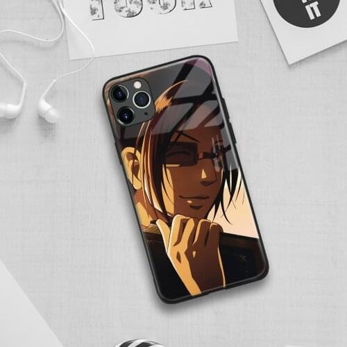 Hange Zoe Attack on Titan anime Soft Silicone Glass Phone Case for IPhone SE 6s 7 8 Plus X Xr Xs 11 12 Mini Pro Max Samsung