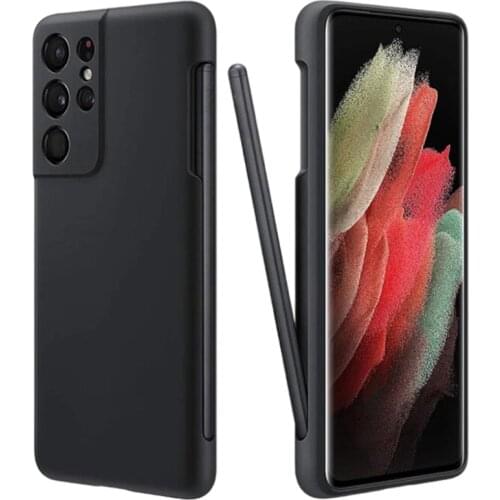 Case for Samsung Galaxy S21 Ultra 5G with S Pen Holder Built-in S-pen Slot Storage Original Liquid Silicone Shockproof Cover New