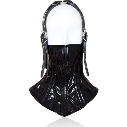 BDSM PU Leather Black Adjustable Neck Collar Restraint Bondage Slave Fetish Lingerie Sexy Costumes Exotic Apparel For Couples