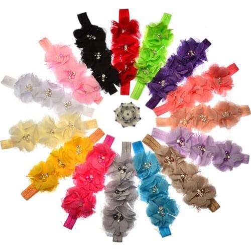Baby headband chiffon hand-sewn flower childrens headdress elastic band baby hair accessories