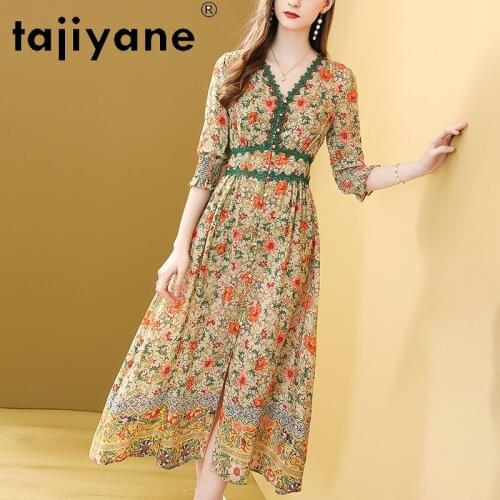 Long for Dresses Women Summer Dress France Style Elegant 100% Real Silk Dress Womens Clothing Top Quality Robe TN2557