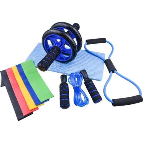 Home Fitness Equipment Ab Roller Resistance Band Skipping Rope 8 Shape Elastic Band Sets