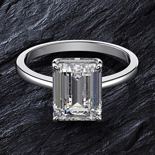 Emerald cut 3ct Lab Diamond cz Ring 100% Original 925 sterling silver Engagement Wedding band Rings for Women Bridal Jewelry