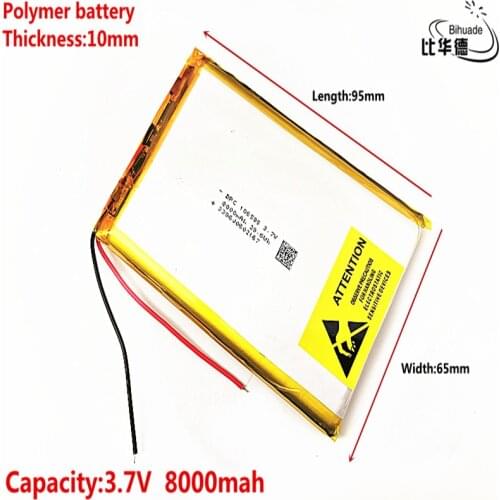 Liter energy battery Good Qulity 106595 3.7 V lithium polymer 8000 mah DIY mobile emergency power charging battery