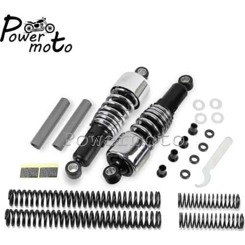 Motorcycle Black Chrome Rear Shock Absorbers Lowering Slammer Suspension Kit For Harley Touring FLH FLHT FLT FLHR FLTR 1984-2013