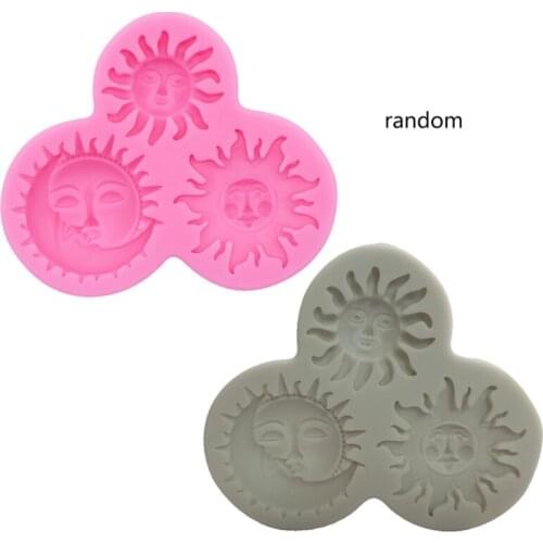 Sun and Moon Face Soft Silicone Mold Starry Lunar Keychain Mold DIY Silicone Baking Molds Silicone UV Resin Casting Mold