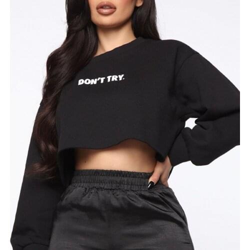 NCLAGEN 2020 Autumn Navel Bare Loose Hoodie Women Crop Sweatshirt Letter Print Casual Pullover Streetwear Fashion Cotton Outfits