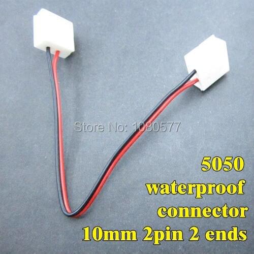 New 50pcs/lot 5050 led strip 10mm 2pin waterproof connector 2 ends connector for 5050 5630 5730 single color led strip