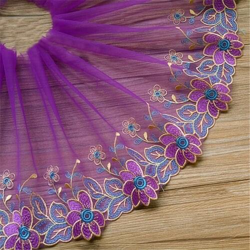 New Arrives 5 yard Lace Tulle Purple Net Lace Trim DIY Sewing Lace Fabric Accessories Bilateral Thread Embroidered-HY