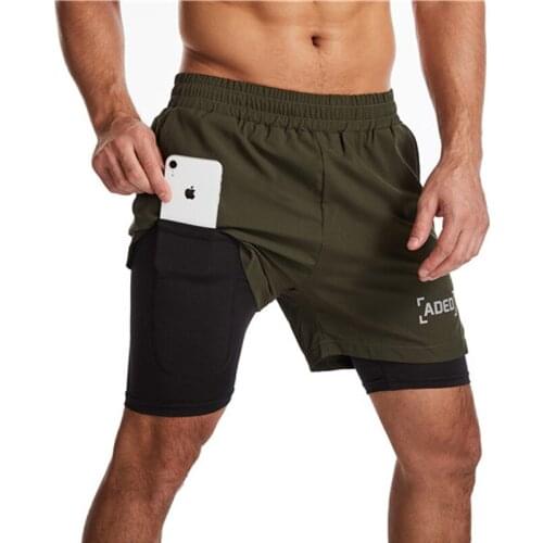 New 2 In 1 Men’s Sport Shorts Gym Running Shorts Men Double Deck Workout Short Pants sport homme Fitness Jogging Shorts Male