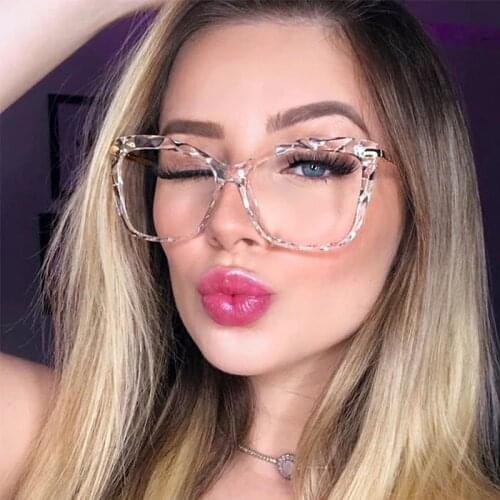 Anti blue light glasses Transparent Square Optical computer glasses women Brand blue light 2019 Big frame Clear Cat eye womens