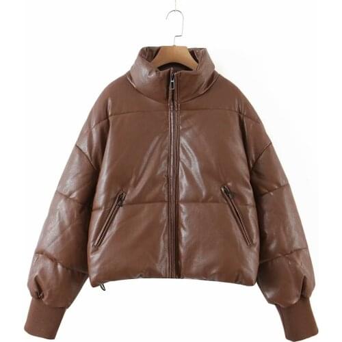 2021 Autumn Winter New Products European American Style Street Fashion Urban Casual Leather Cotton Coat Outwear
