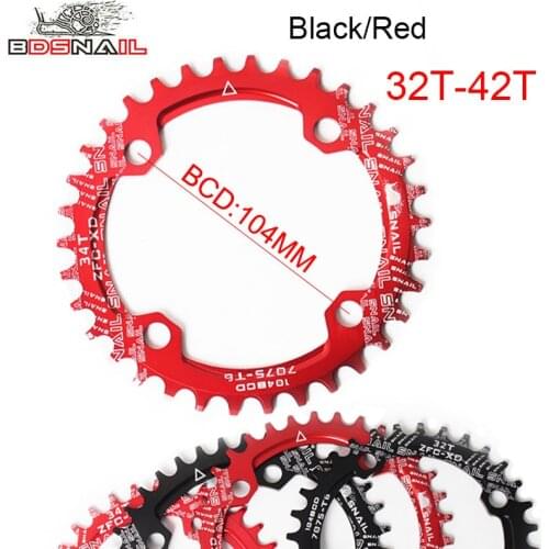 SNAIL MTB bicycle Chain Ring 104bcd Aluminum Alloy Road bike Chainwheel Narrow Wide bike chainring Black Red cycling part