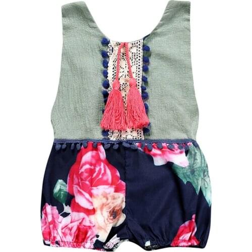 PIZZSEOON INS Summer New Baby Girls Bodysuits Floral Sleeveless Dress Round-necked Shorts Baby Jumpsuit For 0-3 Ages Babies