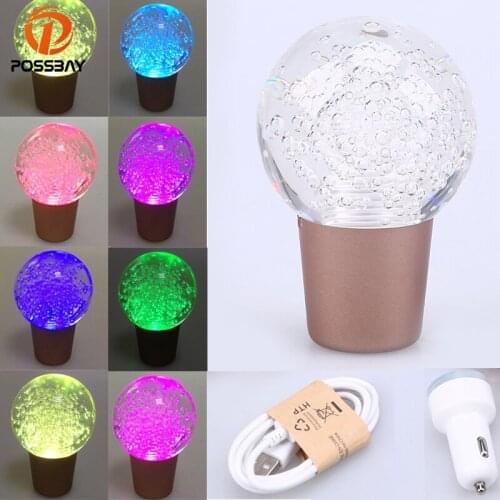 POSSBAY Manual Car Gear Shifter Shift Lever Knob Touch Sensor LED Light Shift Gear Knob Crystal Ball Colorful Car Shift Knobs