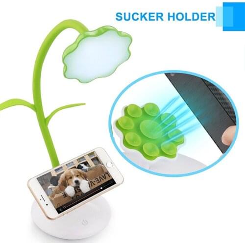 Dimmable Touch LED Night Light Table Lamp Reading Light Eye-Protection Rechargeable Flexible Study Desk Lamp With Phone Holder