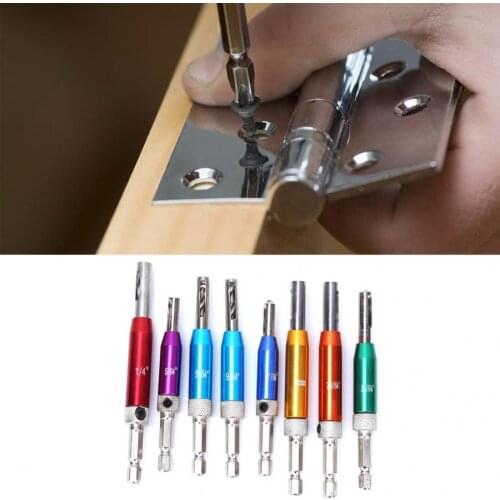 Hinge Hole Drill Bit 8pcs Door Window Hinge Hole Puncher Drill Bit with Center Punch Hex Wrench