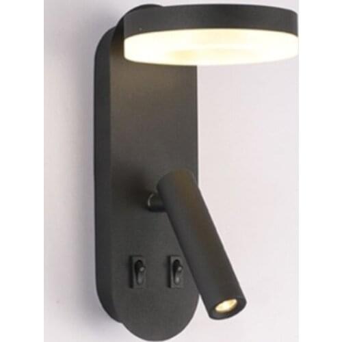 Led Wall Lamp Bedside Reading Lamp Bedroom Study Living Room Wall Light Background Wall Lighting Black and White Aisle Wall Lamp